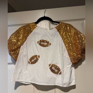Gold and White Sequin Football Top